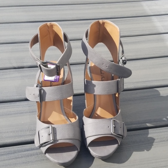 Michael Antonio Shoes - charcoal ankle wedges size 8.5
